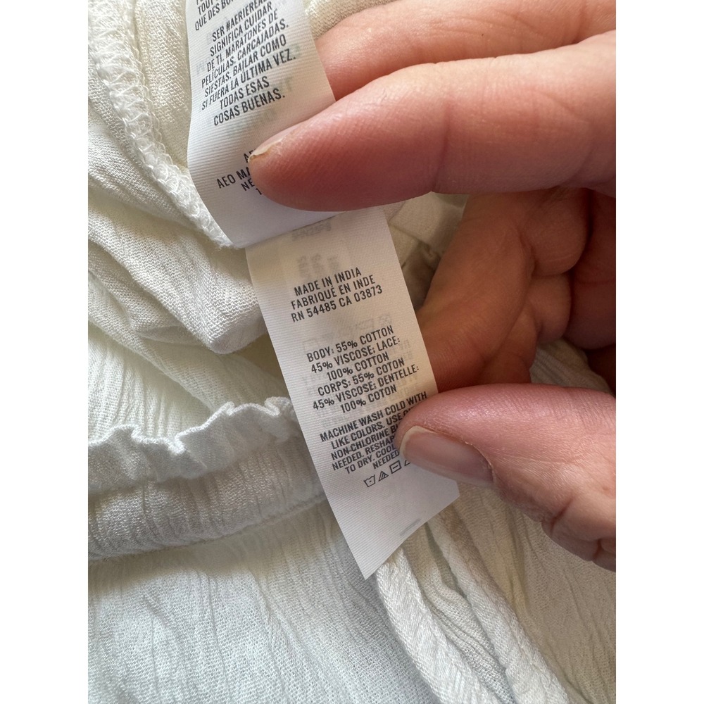 Aerie Sleep Shorts Womens XL White NEW Lace Trim Crinkle Gauze Drawstring 1818 - Picture 7 of 8